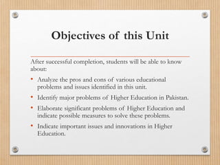 Unit 8 problems & issues in higher education | PPTX