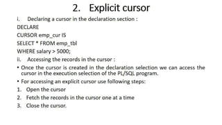 DBMS Unit 9 - PL/SQL Concept | PDF