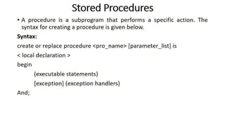 DBMS Unit 9 - PL/SQL Concept | PDF