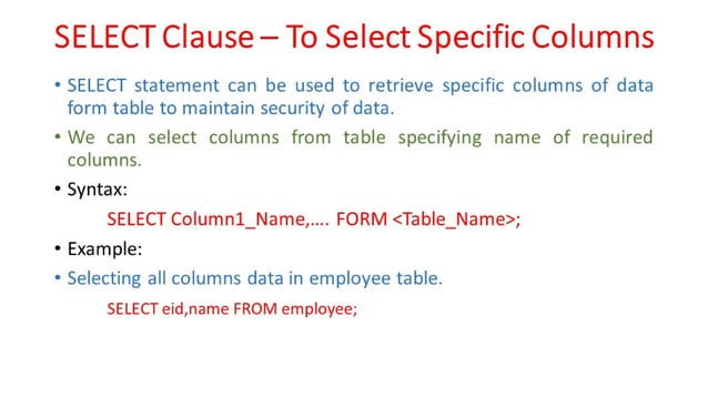 DBMS Unit - 9 - SQL Concepts | PPT