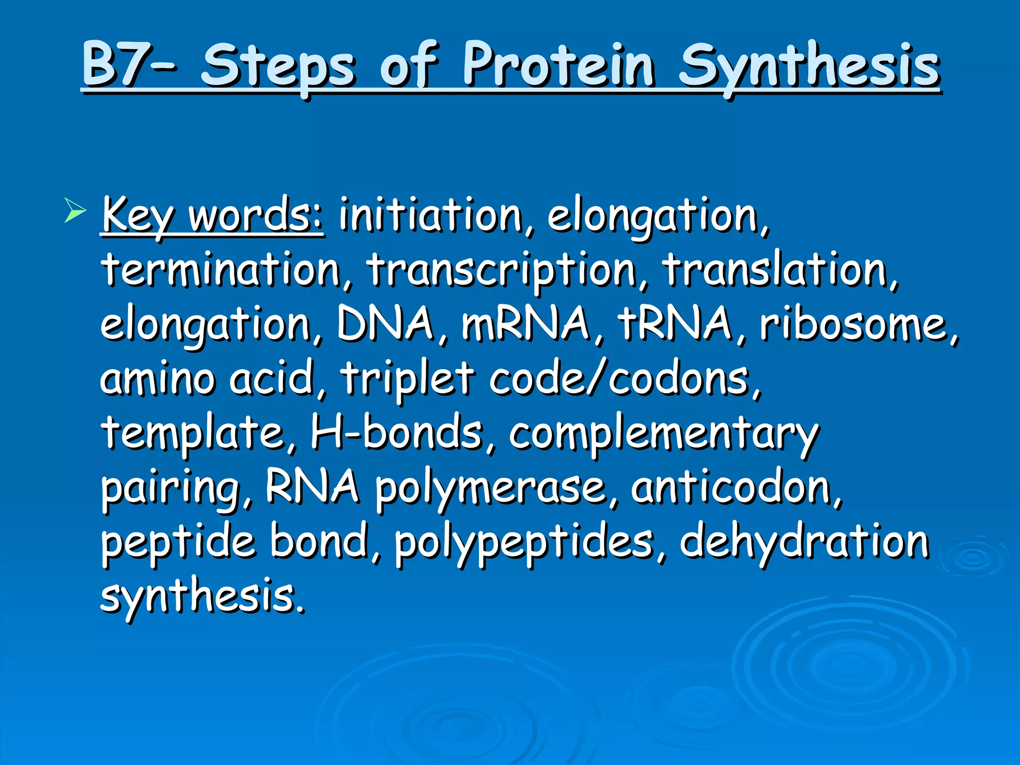 Unit B7 8 Protein Synthesis