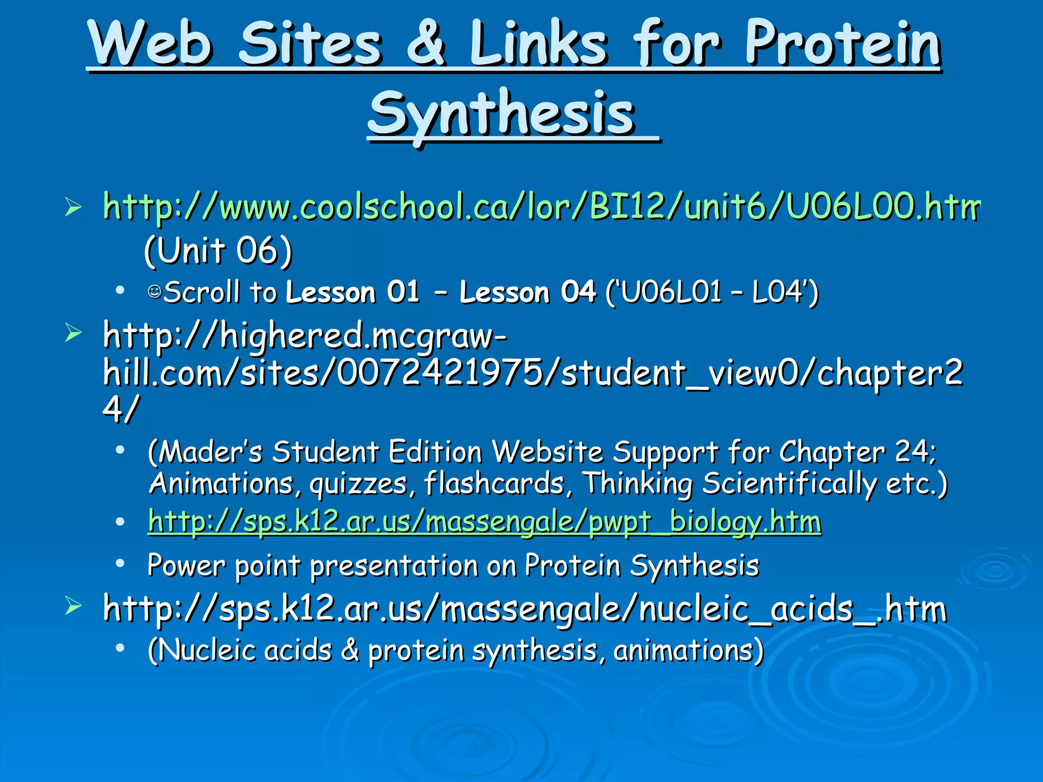 Unit B7 8 Protein Synthesis