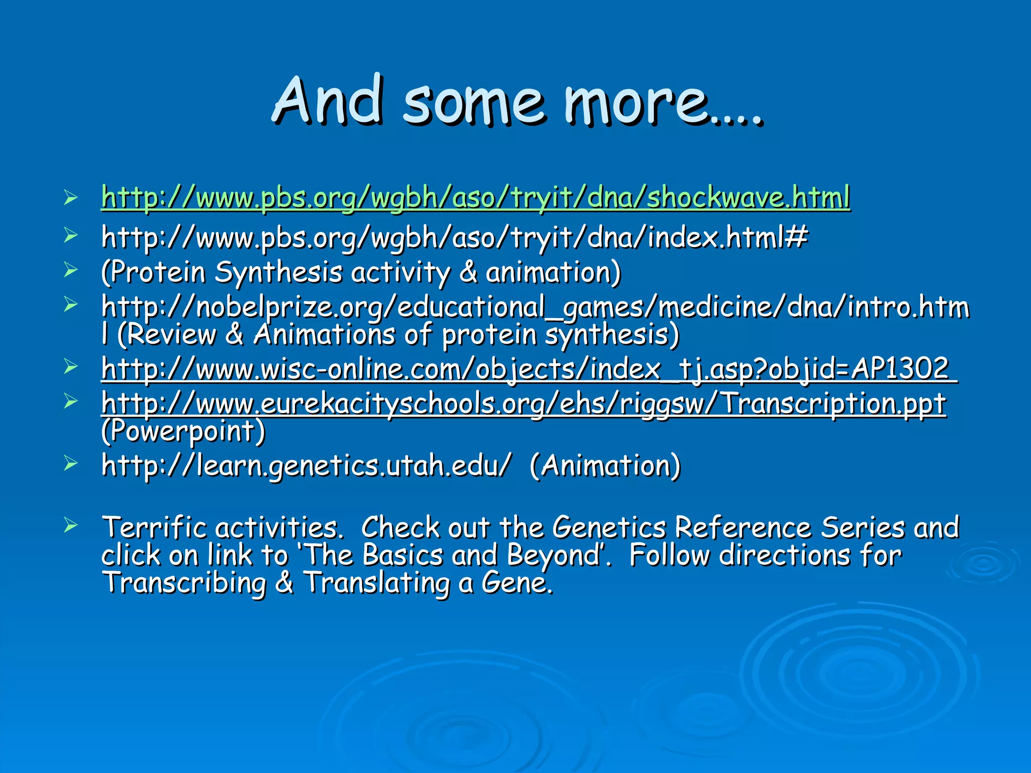 Unit B7 8 Protein Synthesis