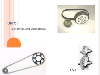 UNIT: I
Belt Drives and Chain Drives
CVT
 