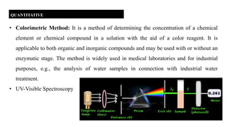 • Volumetric Method: It is a quantitative analysis
of liquids or solutions by comparing the volumes
that react with known ...