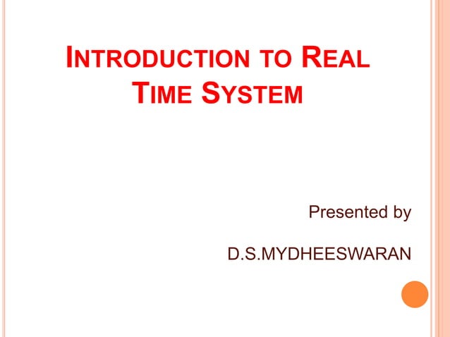 Introduction to Real Time System in computer system | PPT