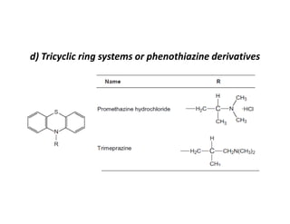 d) Tricyclic ring systems or phenothiazine derivatives
 