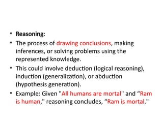 Reasoning And Inference Knowledge Representation and Reasoning UNIT -I | PPTX