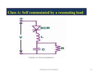 POWER ELECTRONICS 77
Class A: Self commutated by a resonating load
 