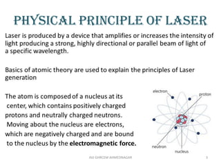 Physical principle of laser
AVJ GHRCEM AHMEDNAGAR 3
 
