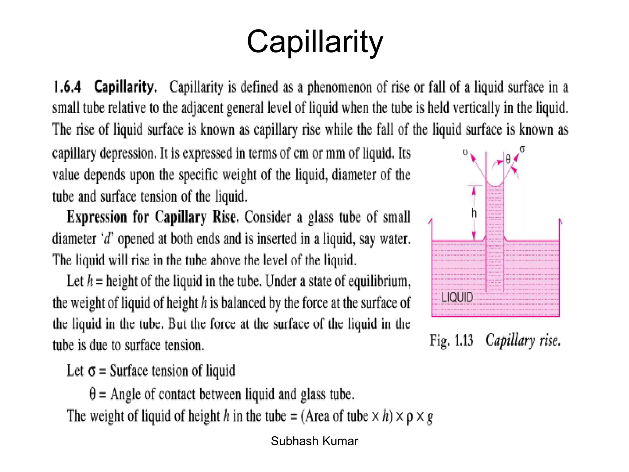 Capillarity
44Subhash Kumar
 