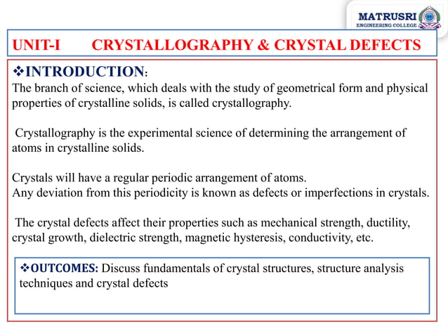 Crystallography and Crystal defects | PPT