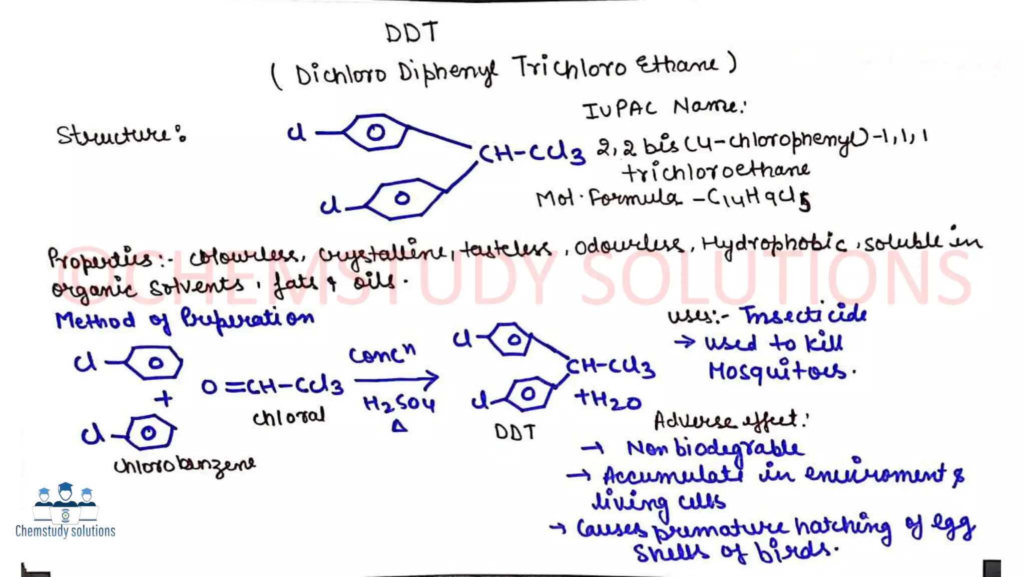 Unit 1- Structure & Use of DDT,Saccharin,BHC & Chloramine