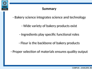 Introduction to bakery science and its basic concepts | PPTX