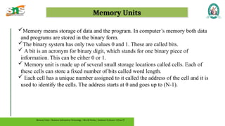 Memory units of a computer in a adetailed way | PPTX
