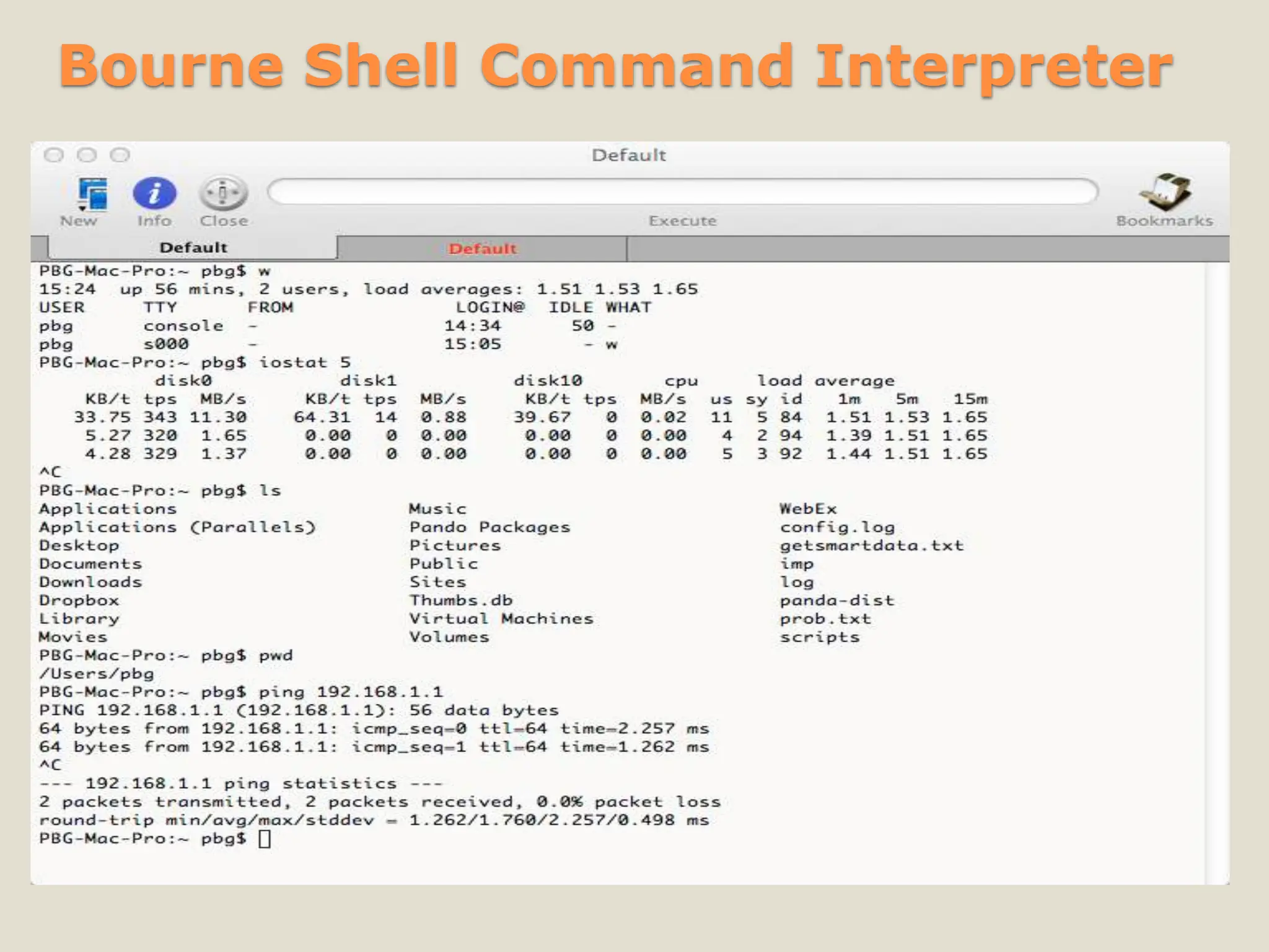 Bourne Shell Command Interpreter
 