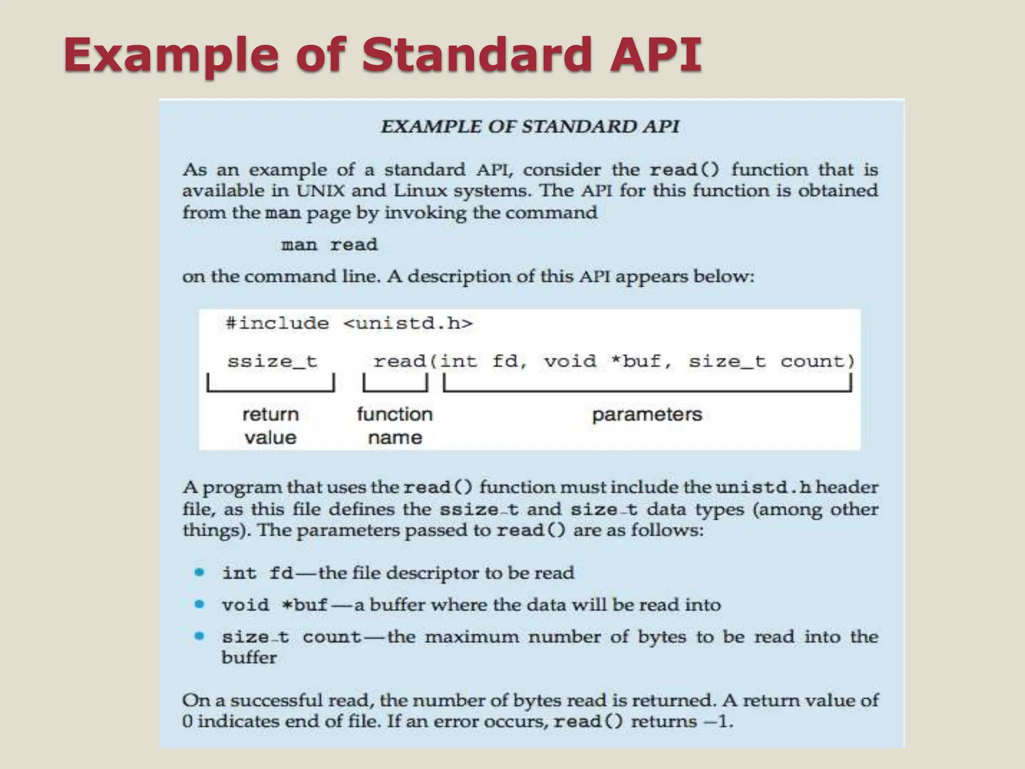 Example of Standard API
 