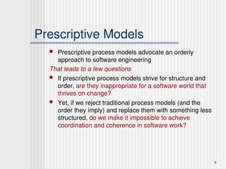 Prescriptive Models In Education Introduction to Software Engineering Continued | PPT