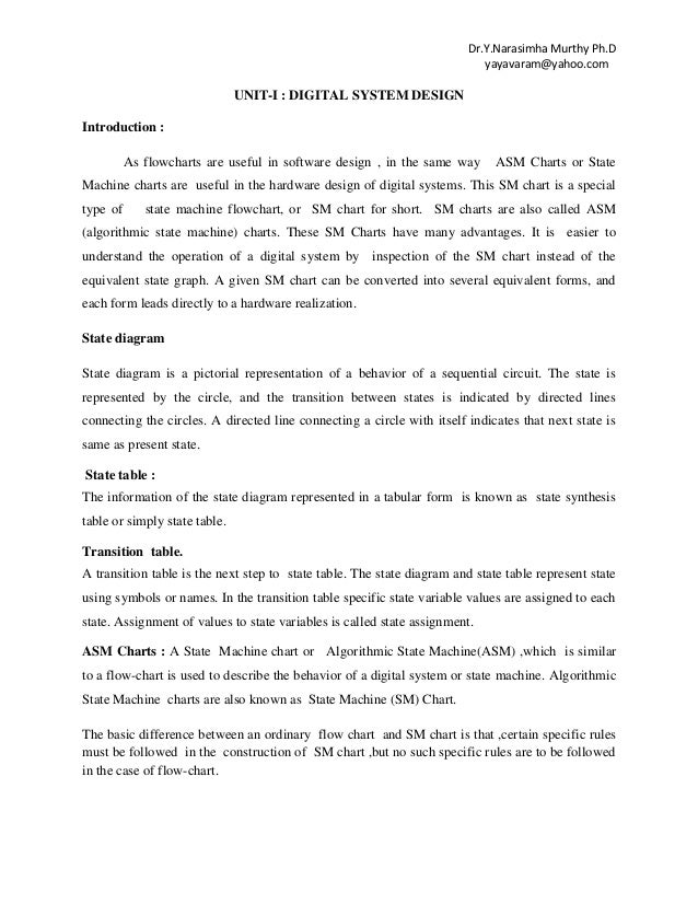 unit i digital system design state machine charts