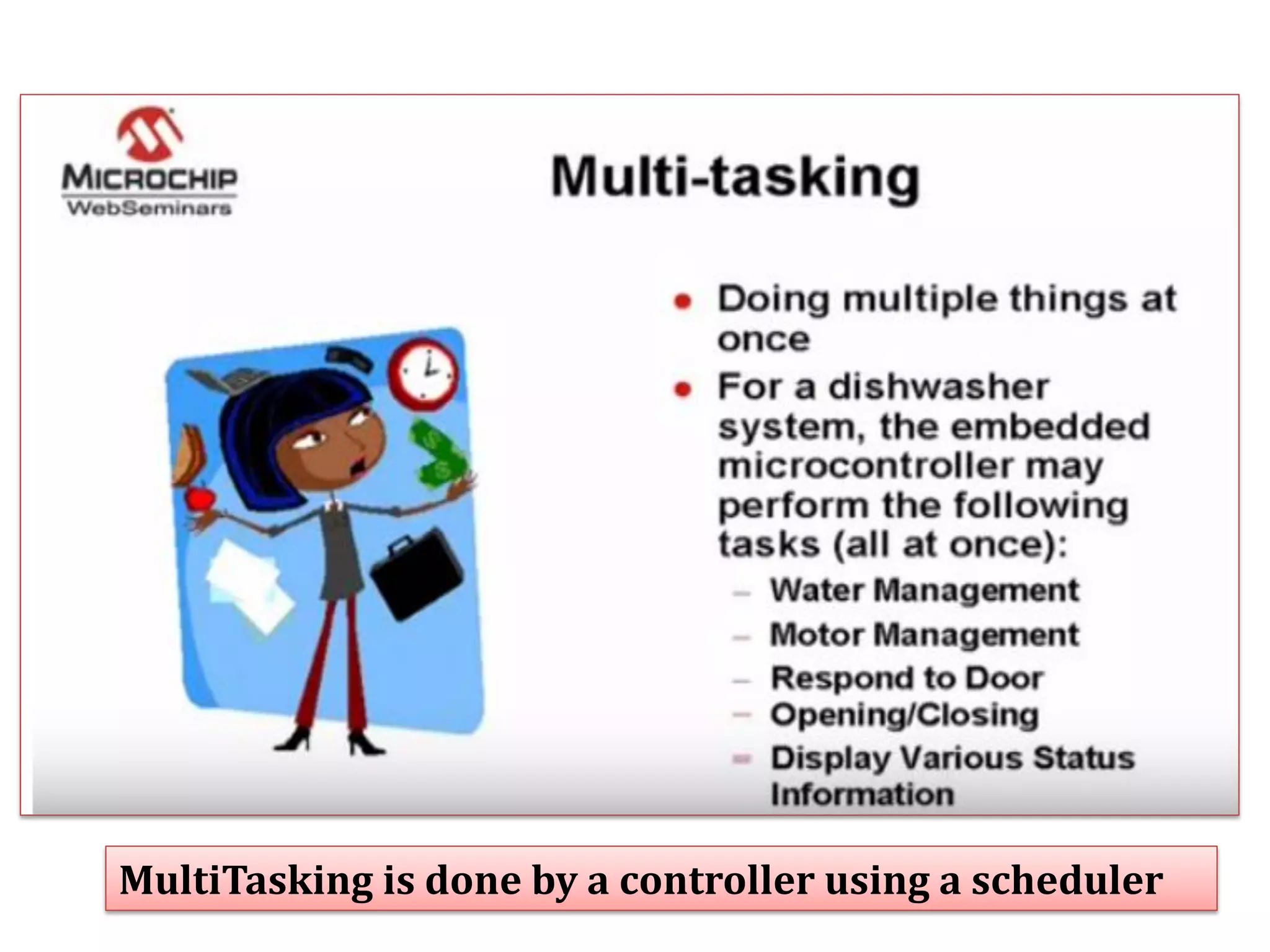 MultiTasking is done by a controller using a scheduler
 