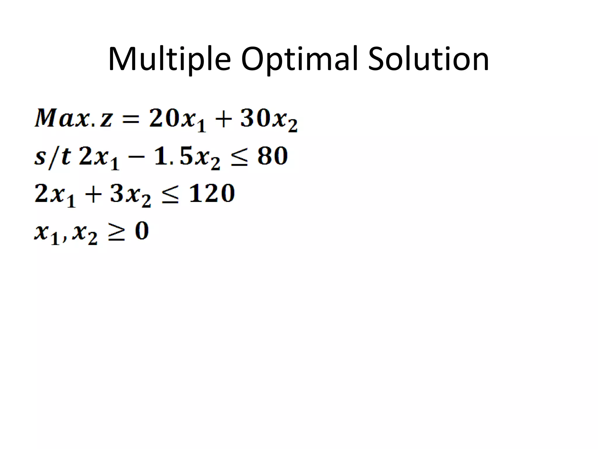 Multiple Optimal Solution
 