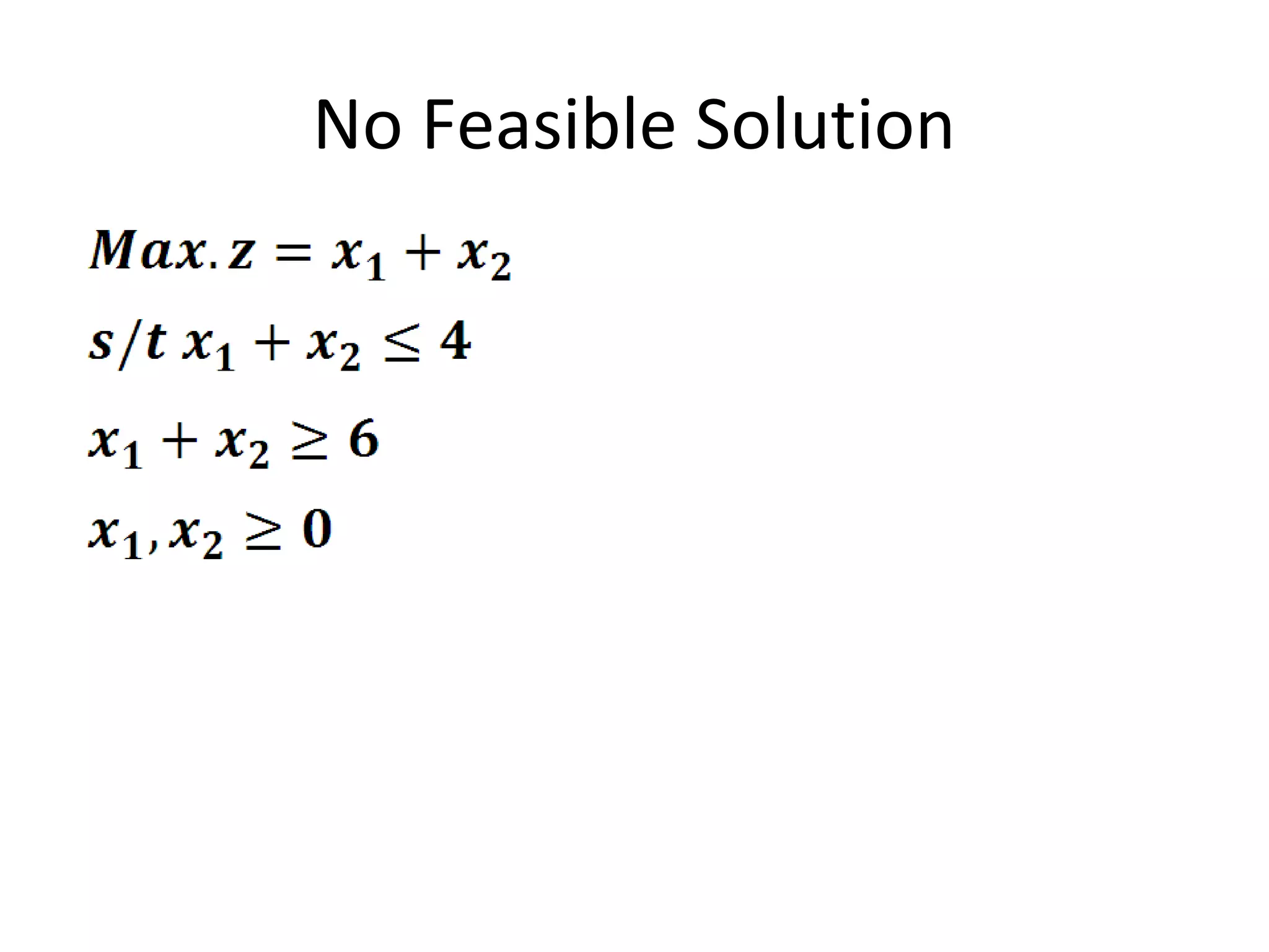 No Feasible Solution
 