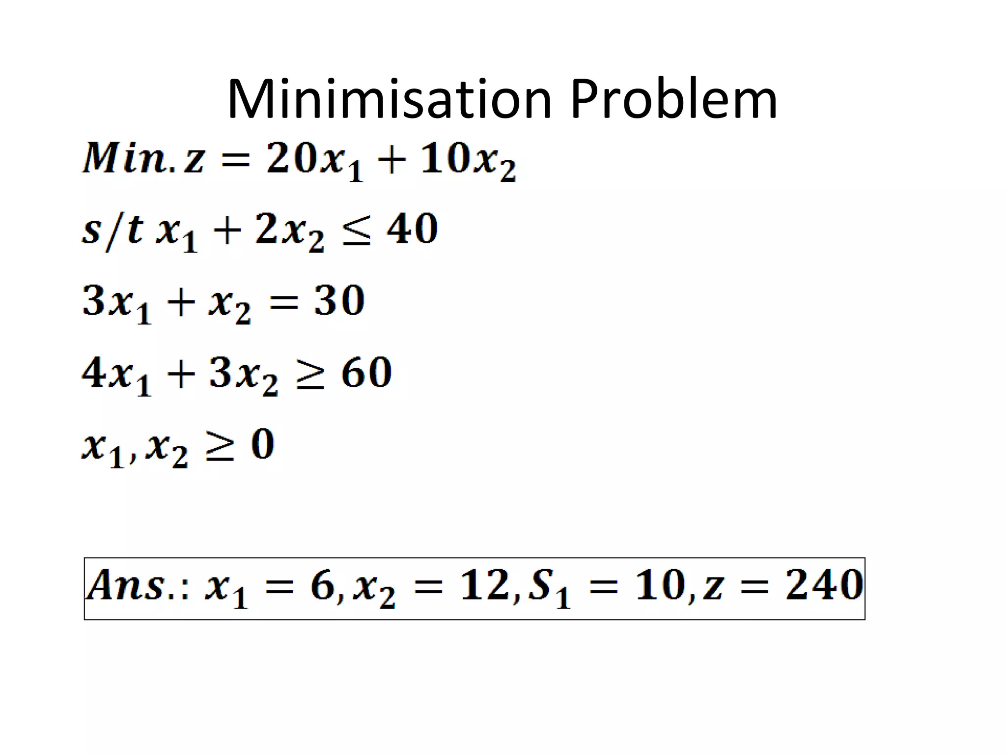 Minimisation Problem
 
