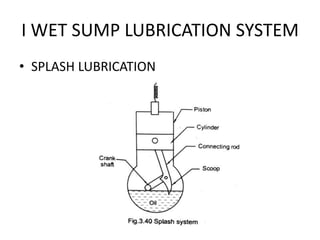 I WET SUMP LUBRICATION SYSTEM
• SPLASH LUBRICATION
 