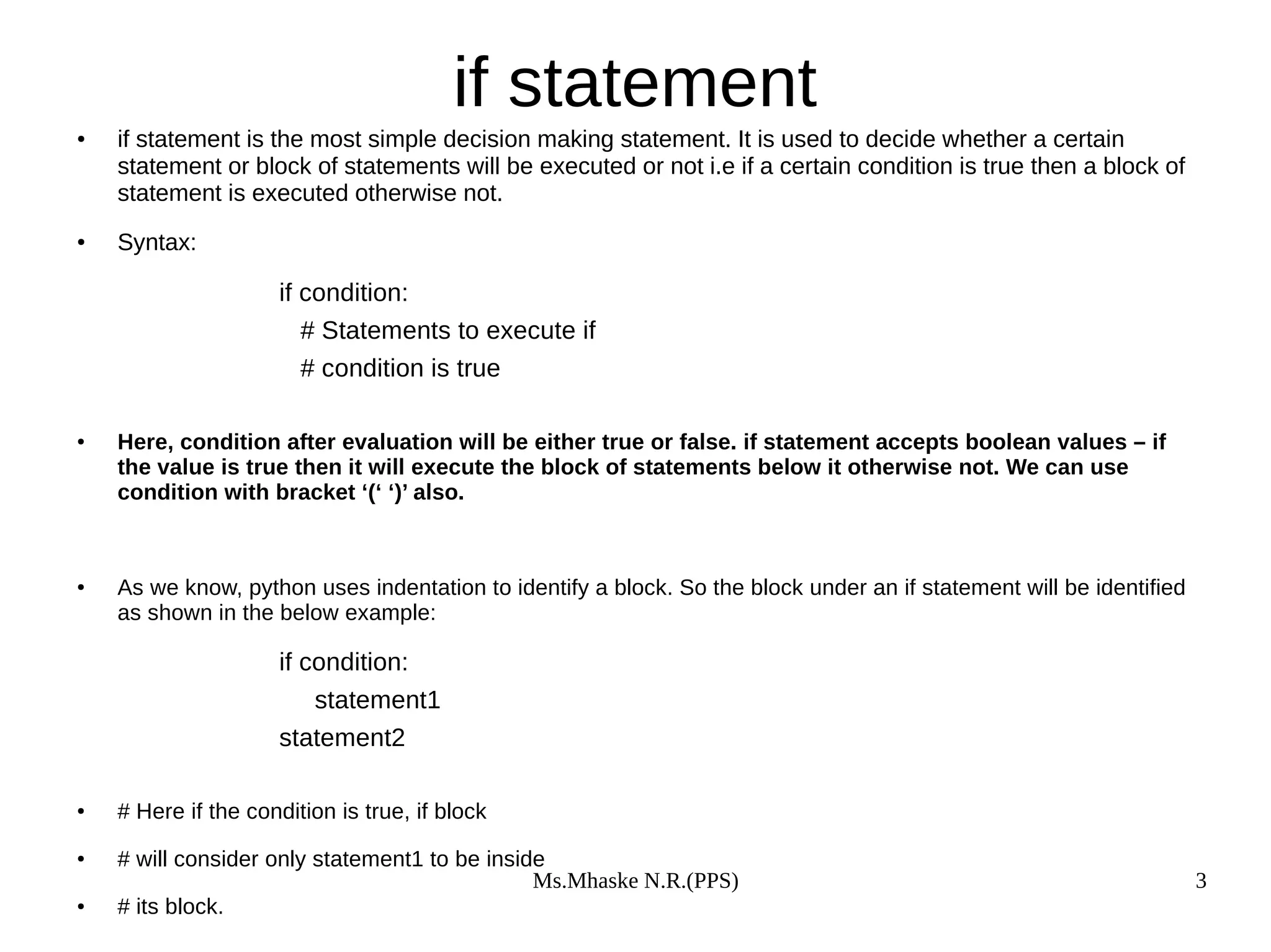 basic of desicion control statement in python | PDF
