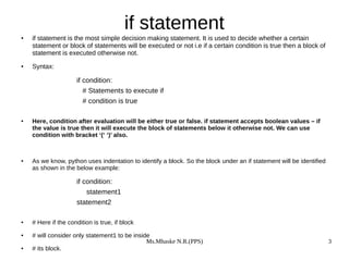 basic of desicion control statement in python | PDF