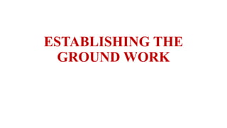 ESTABLISHING THE
GROUND WORK
 