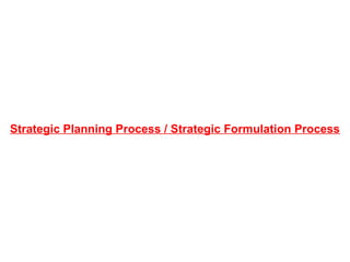 Strategic Planning Process / Strategic Formulation Process
 