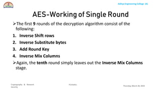 Unit-II AES Algorithm which is used machine learning | PPTX