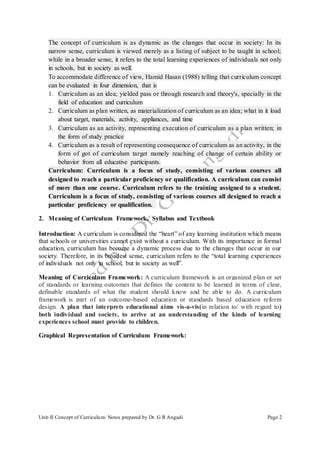 Concept of Curriculum: Meaning and Concept of curriculum, Meaning of