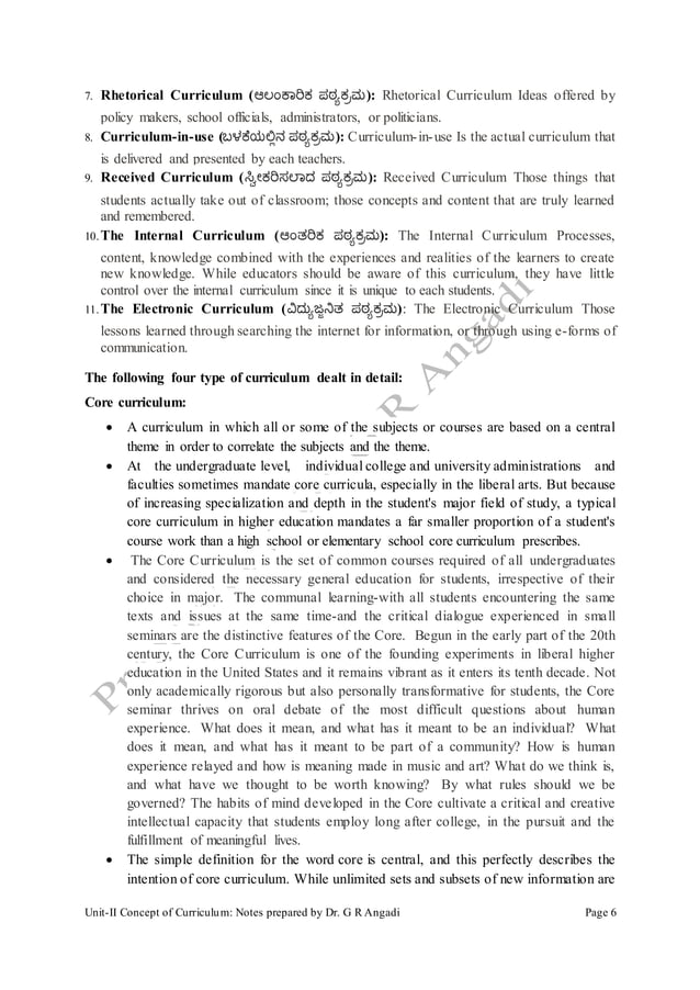 Concept of Curriculum Meaning and Concept of curriculum, Meaning of