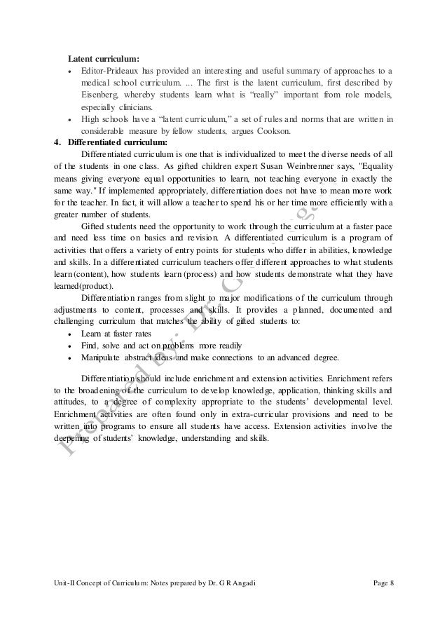 Concept of Curriculum Meaning and Concept of curriculum, Meaning of