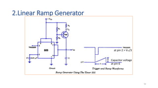 2.Linear Ramp Generator
at pin 2 > Vcc/3
Capacitor voltage
at pin 6
94
 