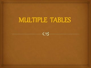 MULTIPLE TABLES
 