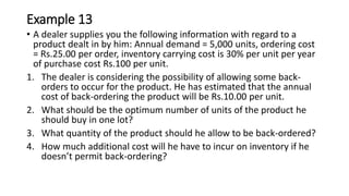 Unit III - Inventory Problems | PPTX