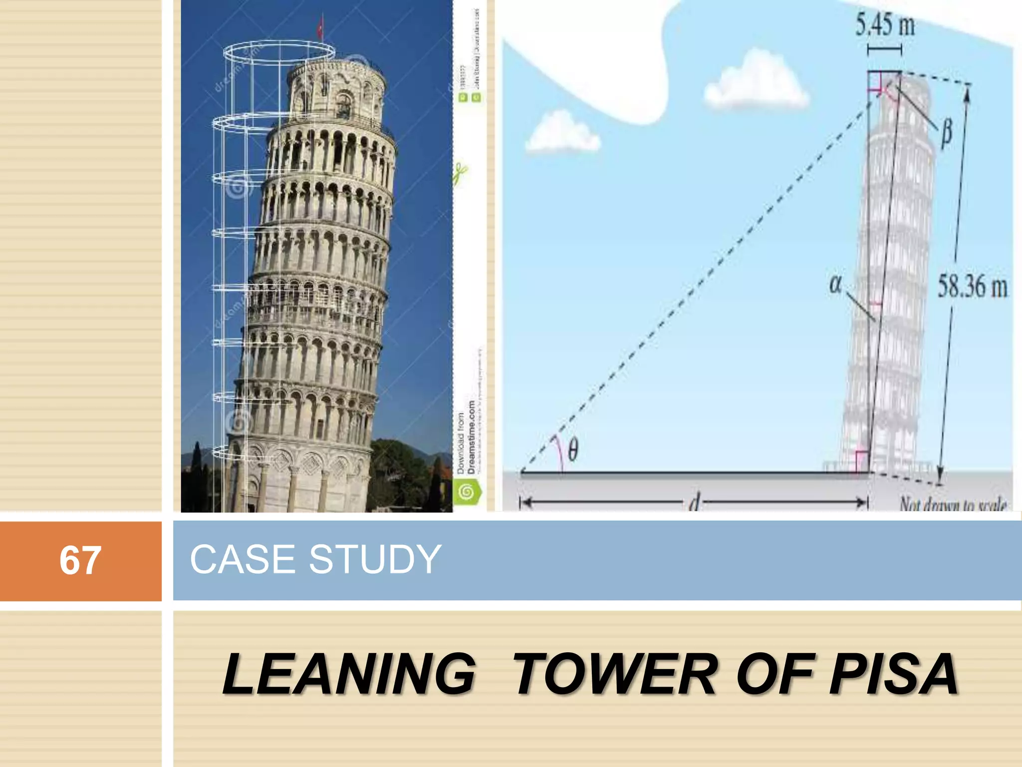 LEANING TOWER OF PISA
CASE STUDY
67
 