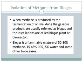Isolation of Methane from Biogas
 