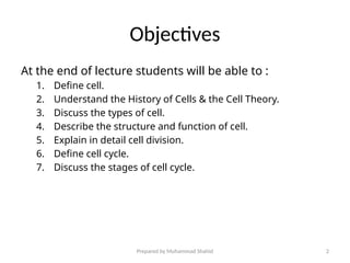 Anatomy and physiology of Cell, structure, cell cycle | PPTX