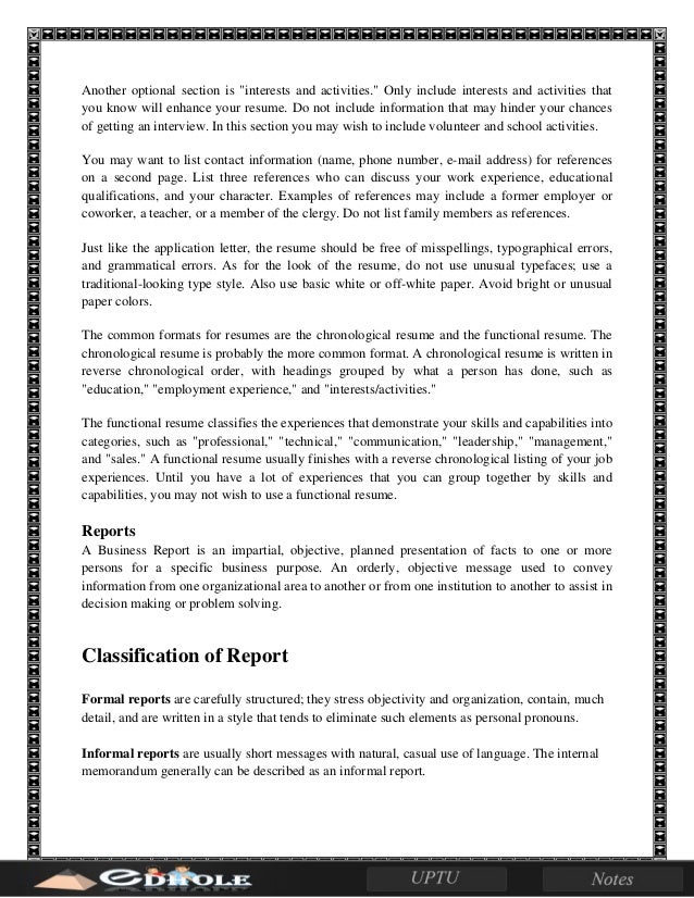 interests and activities for resumes