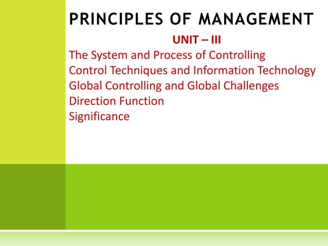 Unit-III Controlling | PPT