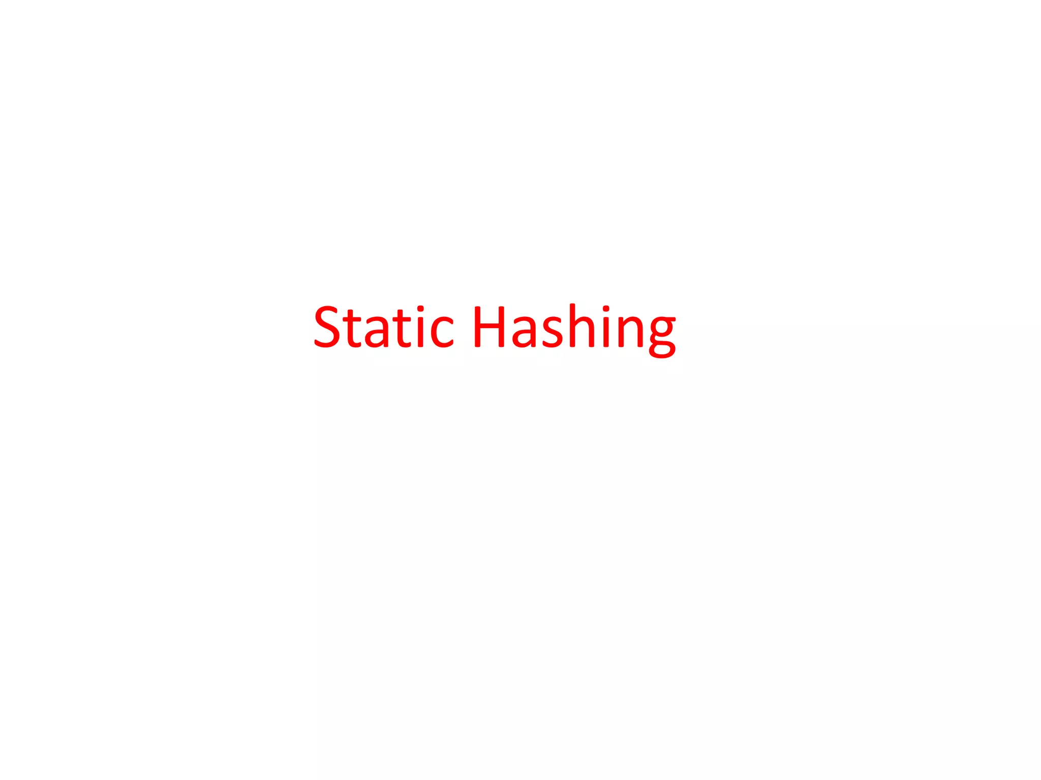 Static Hashing
 