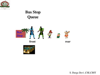Bus Stop
Queue
Bus
Stop
front
rear
rear rear rear rear
S. Durga Devi ,CSE,CBIT
 