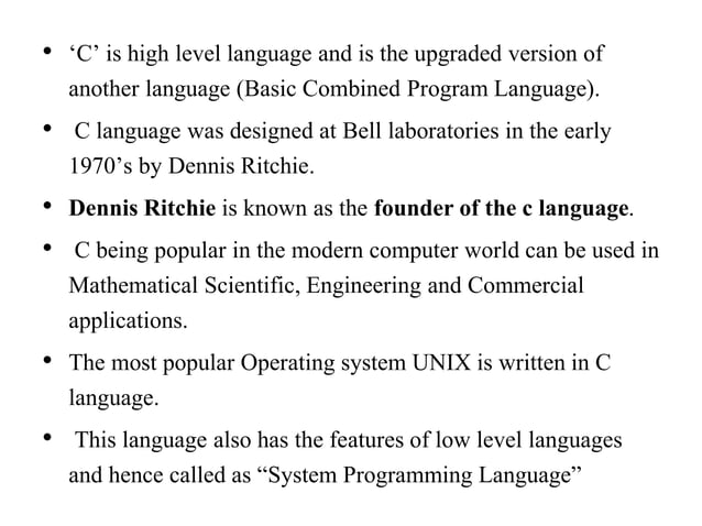 INTRODUCTION TO C PROGRAMMING in basic c language | PPT