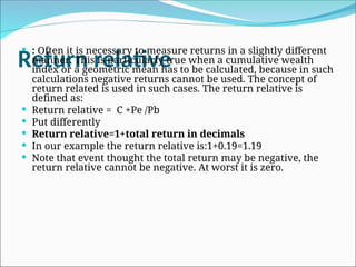 Return Relative UNIT - III PORTFOLIO MANAGEMENT20256.ppt