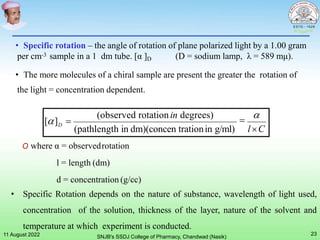Specific Rotation Alpha D Unit-III Stereoisomerism.ppt