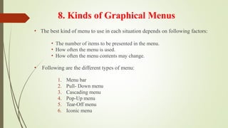 Semi Selective Menu. Example UNIT-III menuspresentation in HCI types of menus.pptx